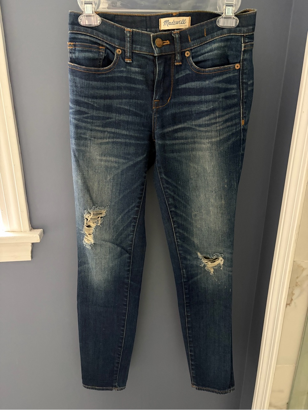 Madewell Women's Distressed Dark Blue Skinny Jeans 25